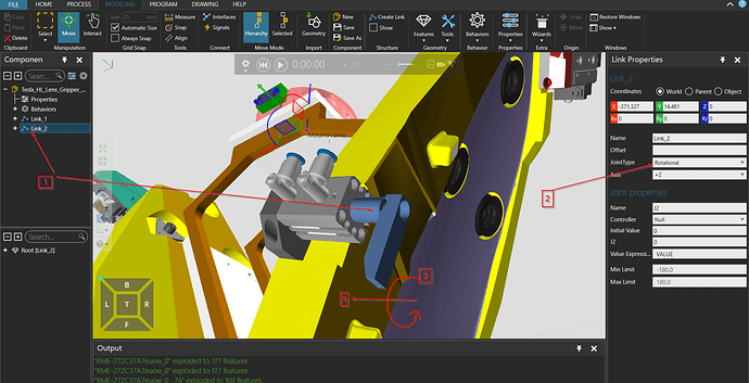 How to set the rotating and down press cylinder action? - Component Modeling