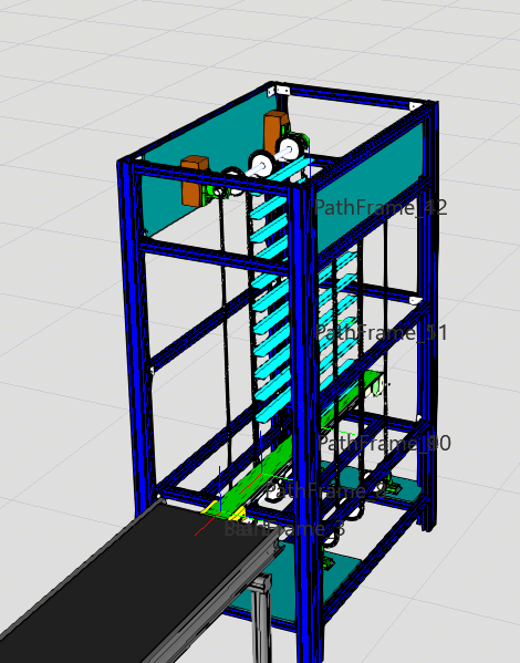 How to model a shelf so it moves along the chain while the chain stays stationary, for use in a digital twin - Component Modeling
