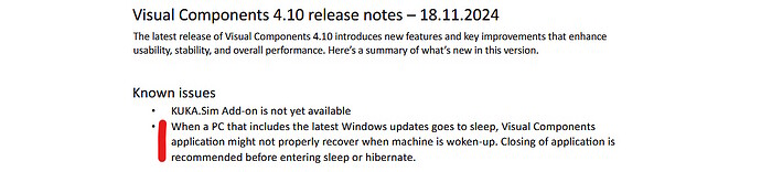 [HotFix] for Known Issue for Visual Components | KUKA.Sim - .Net Add-on Programming