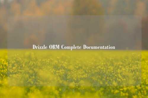 Drizzle ORM Complete Documentation