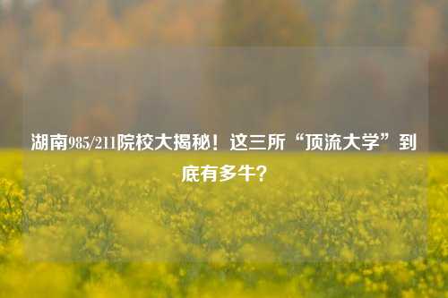 湖南985/211院校大揭秘！这三所“顶流大学”到底有多牛？